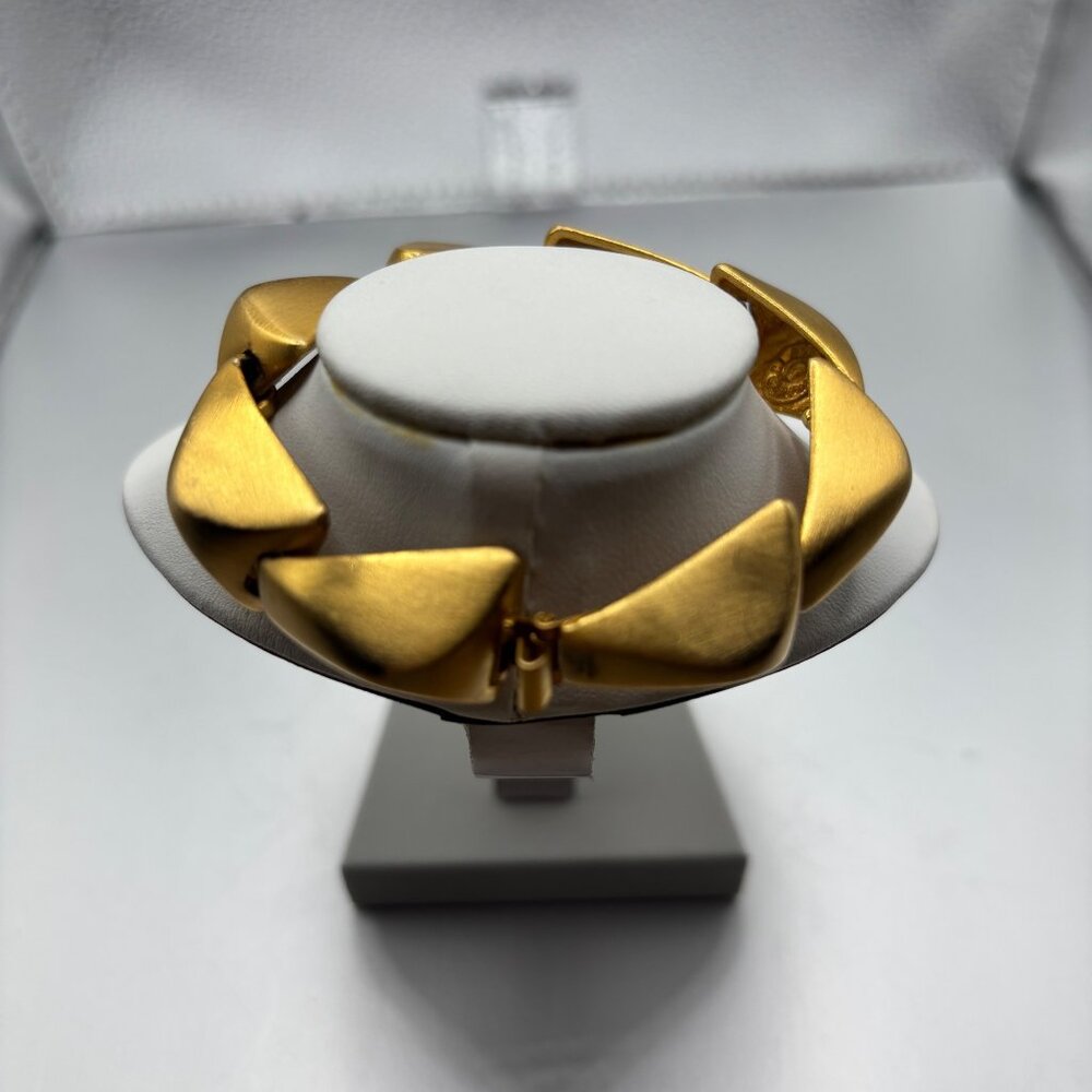 VTG Clara Studio Geometric Link Bracelet Fold-Over Insert Clasp 7" Long OOAK